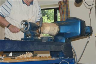 The start of a spalted beech vase